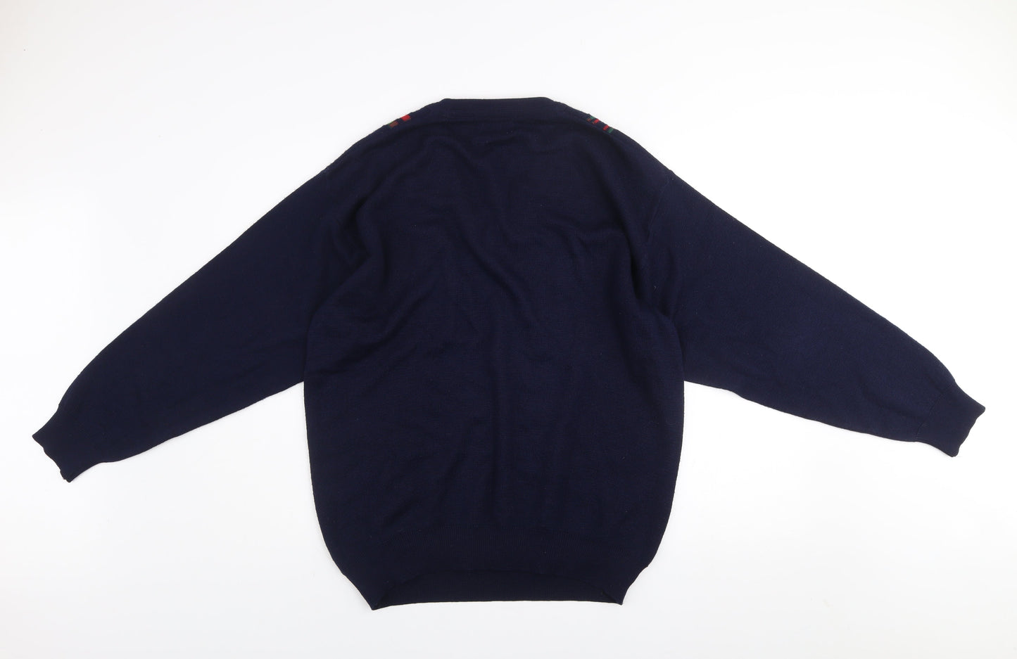 Summerland Men’s Navy Blue Wool Blend V-Neck Pullover Jumper Size L