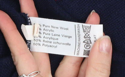 Summerland Men’s Navy Blue Wool Blend V-Neck Pullover Jumper Size L