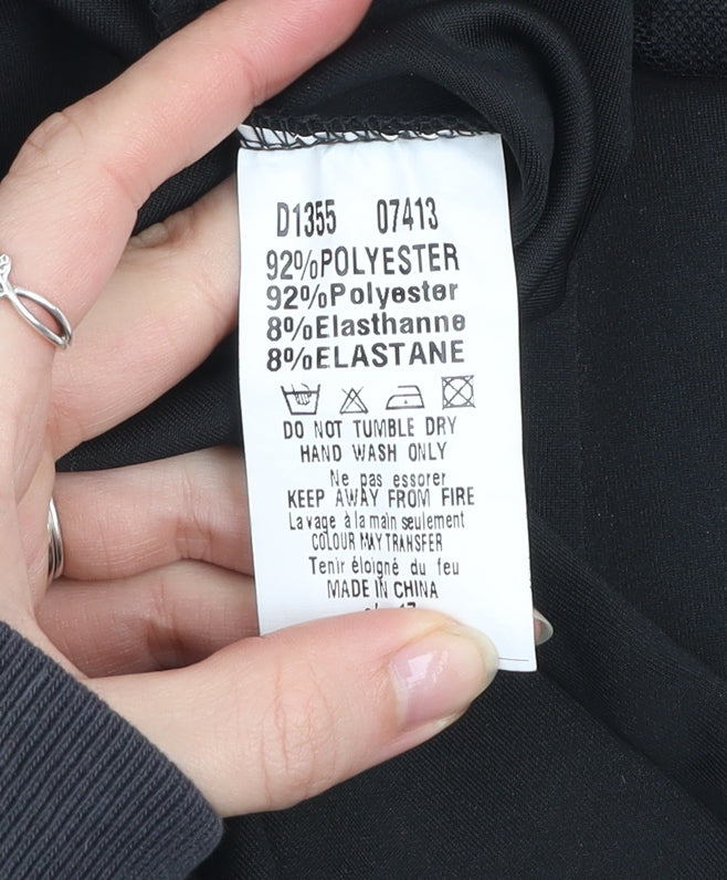 AX Paris Women Black Polka Dot Mesh Long Sleeve Bodycon Dress Size 12