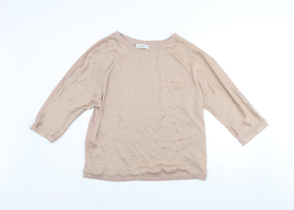 Womens UK Size 14 Gallery Beige Basic Blouse
