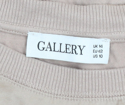 Womens UK Size 14 Gallery Beige Basic Blouse