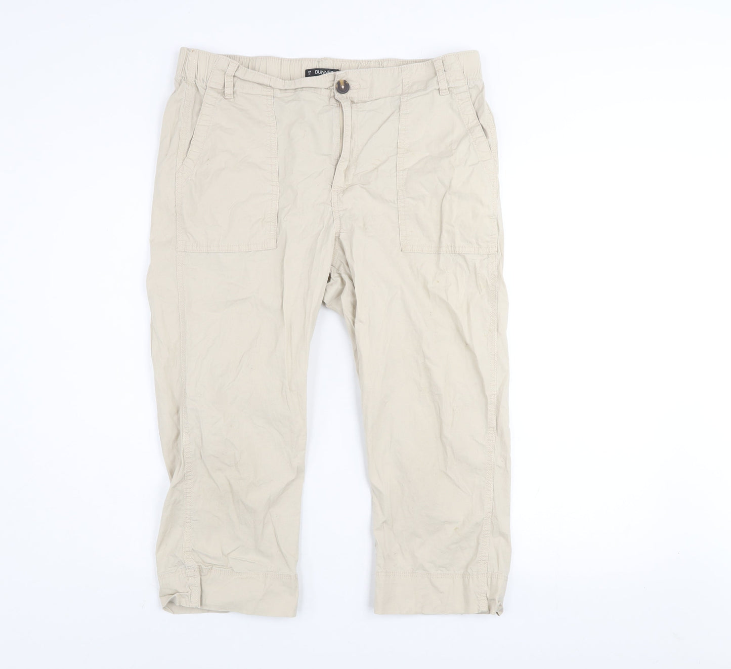 Womens UK Size 14 Dunnes Regular Fit Capri Beige Trousers