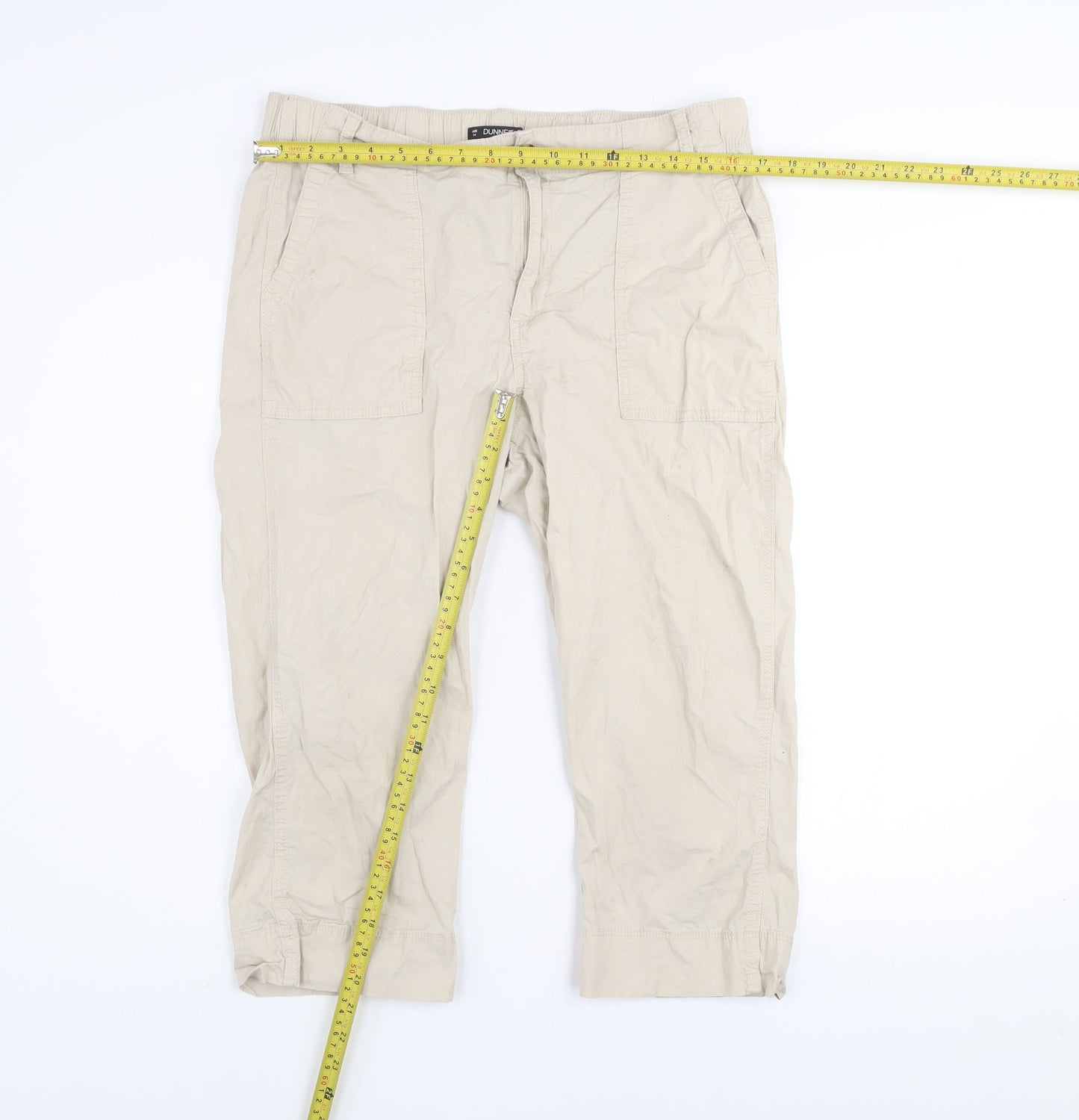 Womens UK Size 14 Dunnes Regular Fit Capri Beige Trousers