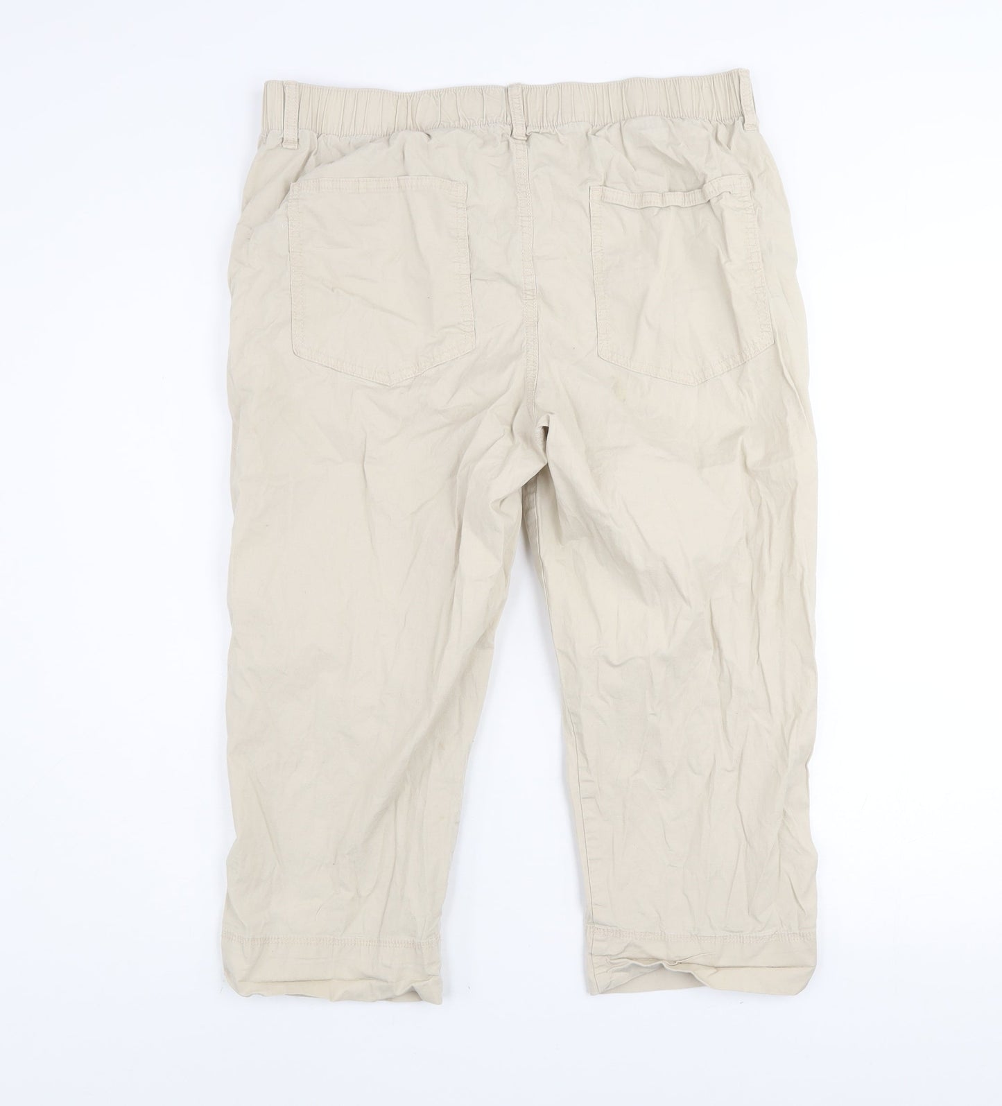 Womens UK Size 14 Dunnes Regular Fit Capri Beige Trousers