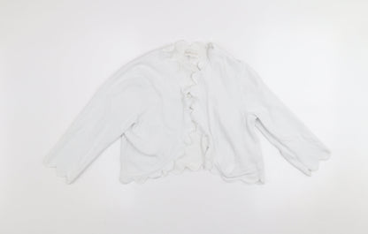 Apricot Women White Size 12 Viscose Knit Open Cardigan