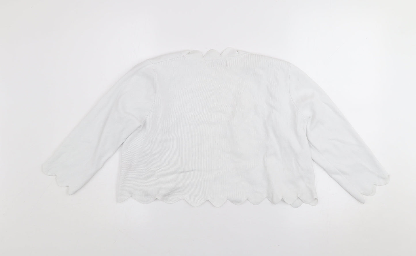 Apricot Women White Size 12 Viscose Knit Open Cardigan