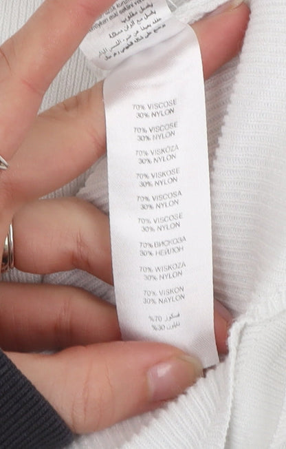 Apricot Women White Size 12 Viscose Knit Open Cardigan