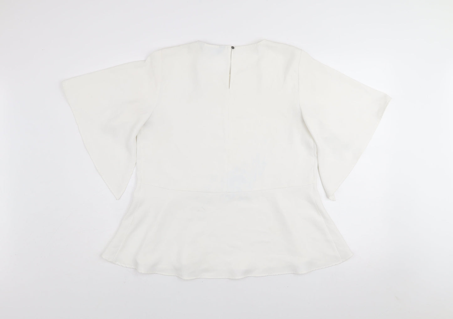 F&F Women’s White Flared Sleeve Peplum Blouse Size 12