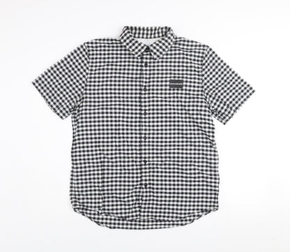 Calvin Klein Jeans Men's Black & White Check Short Sleeve Regular Fit Shirt Size L