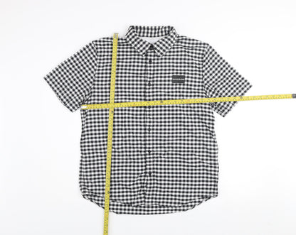 Calvin Klein Jeans Men's Black & White Check Short Sleeve Regular Fit Shirt Size L