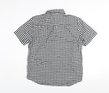 Calvin Klein Jeans Men's Black & White Check Short Sleeve Regular Fit Shirt Size L
