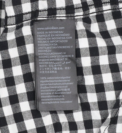 Calvin Klein Jeans Men's Black & White Check Short Sleeve Regular Fit Shirt Size L