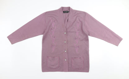 Womens UK Size M Paramour Collection Purple Cardigan Jumper