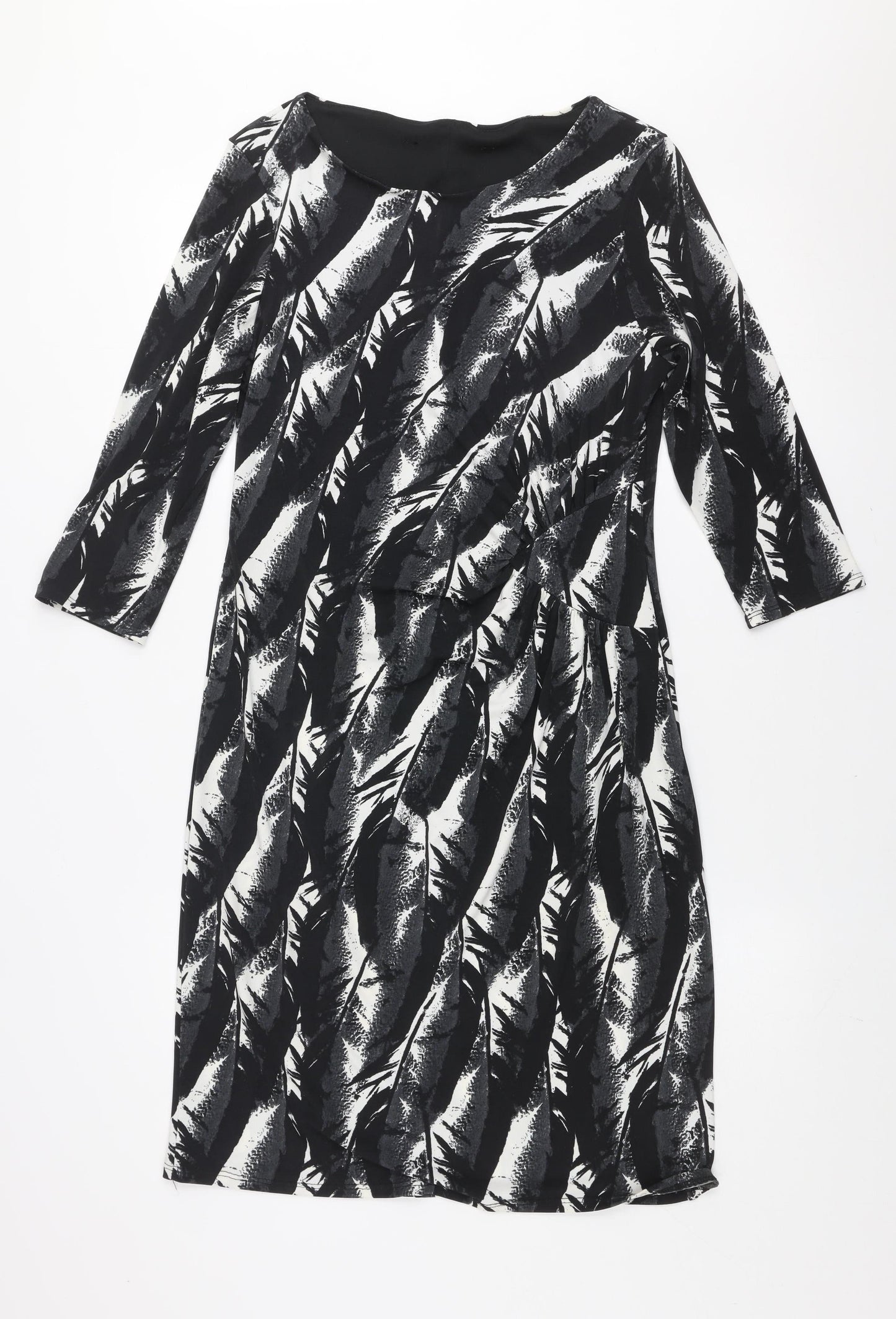 Debenhams Women Black Size 12 Shift Dress 3/4 Sleeve Stretch Jersey