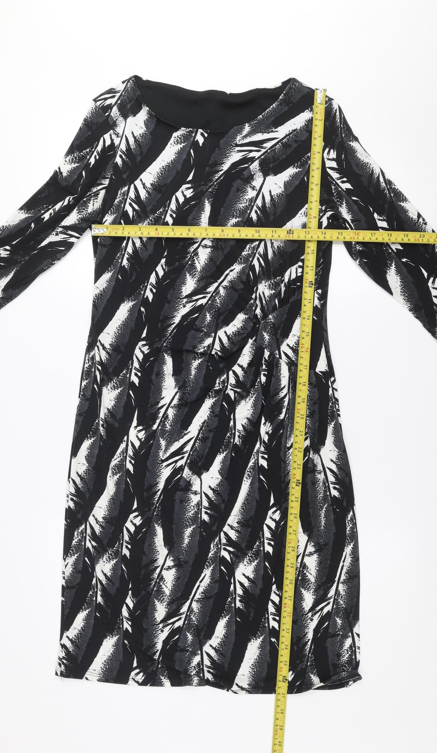 Debenhams Women Black Size 12 Shift Dress 3/4 Sleeve Stretch Jersey