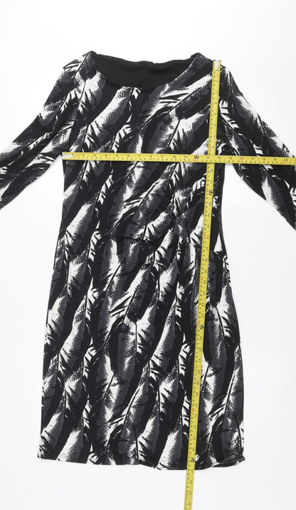 Debenhams Women Black Size 12 Shift Dress 3/4 Sleeve Stretch Jersey