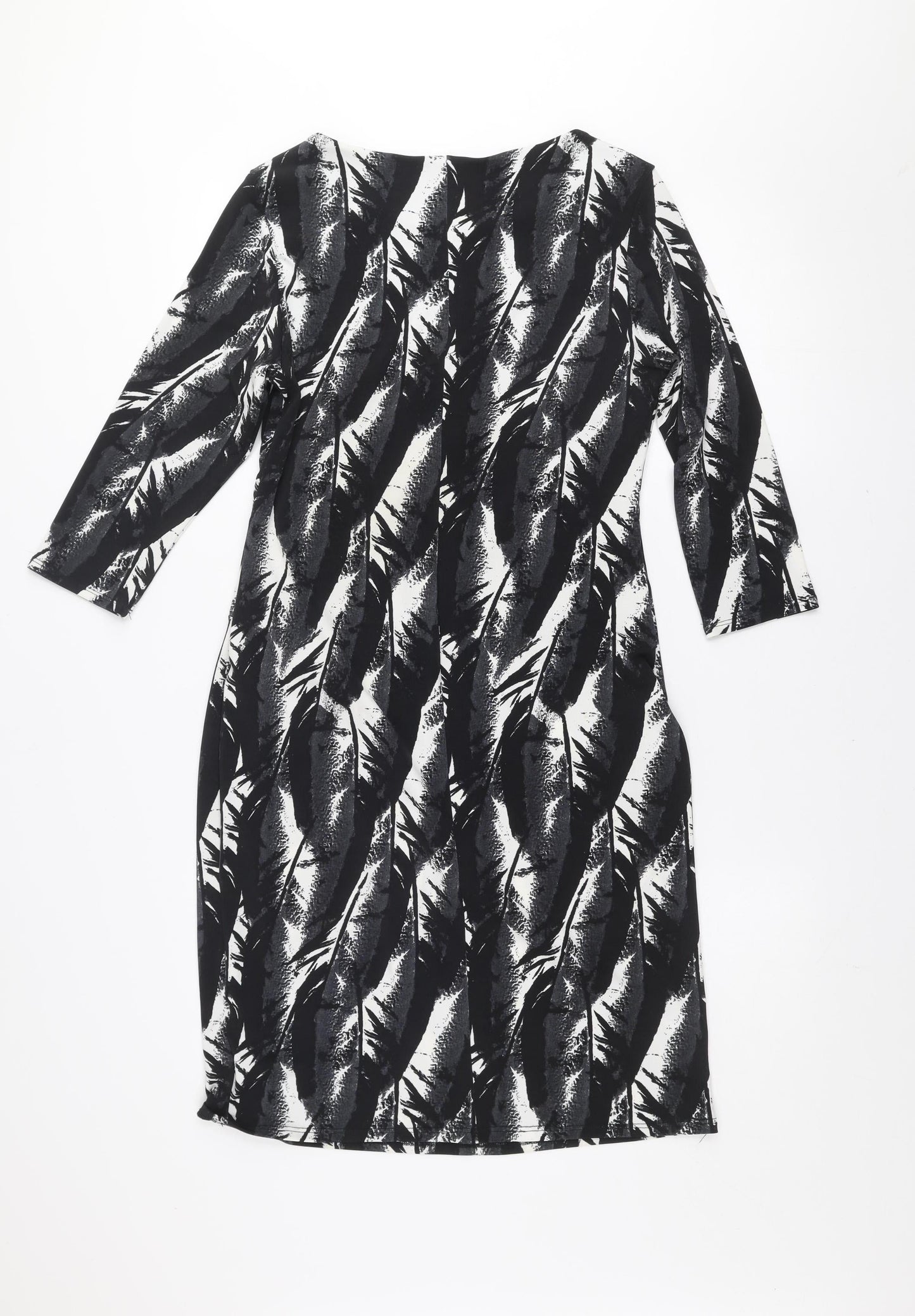 Debenhams Women Black Size 12 Shift Dress 3/4 Sleeve Stretch Jersey