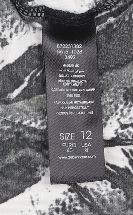 Debenhams Women Black Size 12 Shift Dress 3/4 Sleeve Stretch Jersey