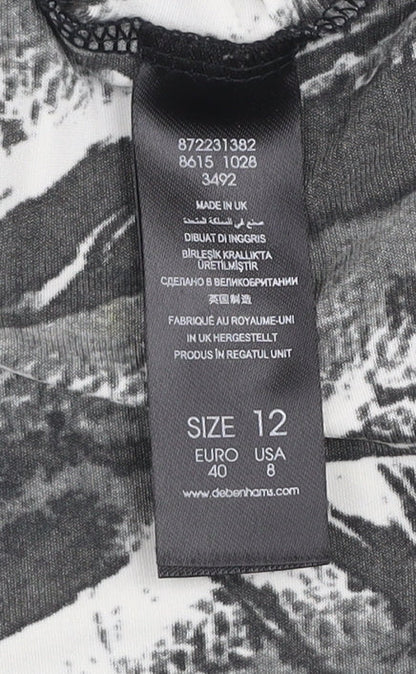 Debenhams Women Black Size 12 Shift Dress 3/4 Sleeve Stretch Jersey