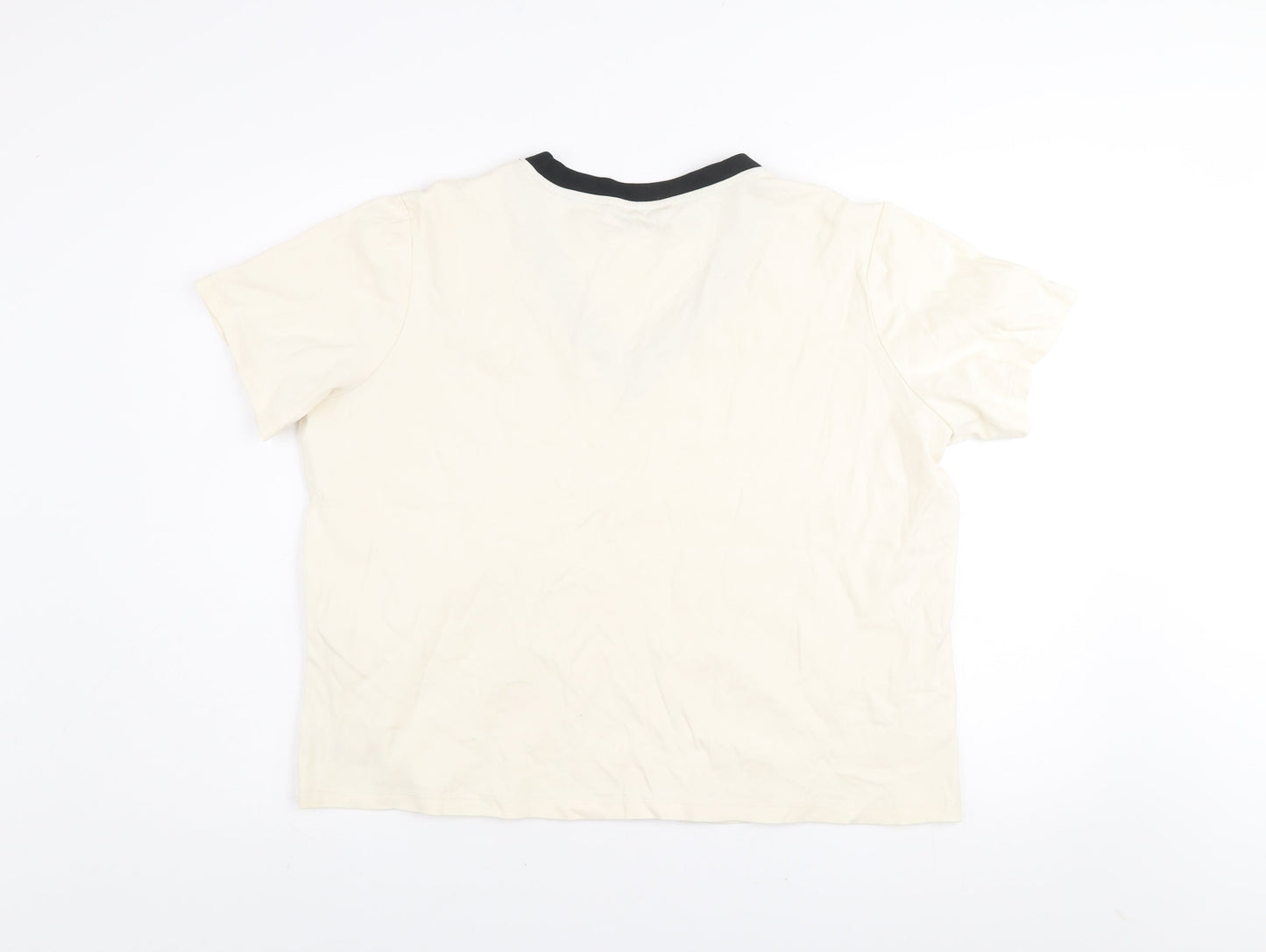 Dunnes Women’s Beige V-Neck Short Sleeve Cotton T-Shirt Size L