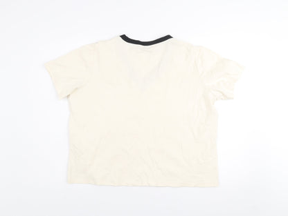 Dunnes Women’s Beige V-Neck Short Sleeve Cotton T-Shirt Size L