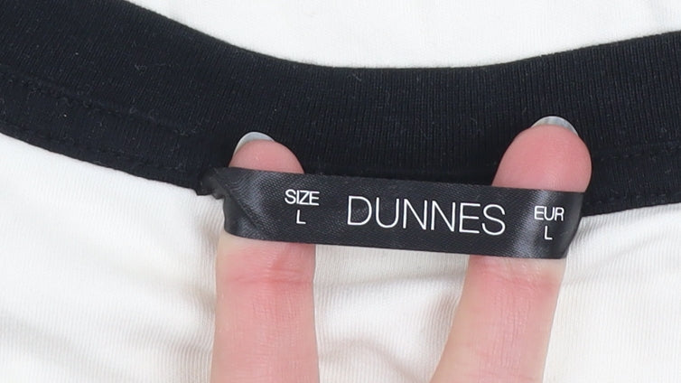 Dunnes Women’s Beige V-Neck Short Sleeve Cotton T-Shirt Size L