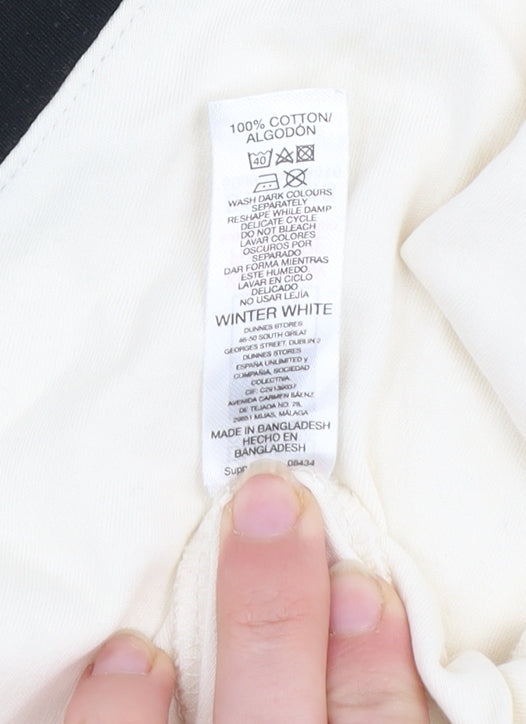 Dunnes Women’s Beige V-Neck Short Sleeve Cotton T-Shirt Size L