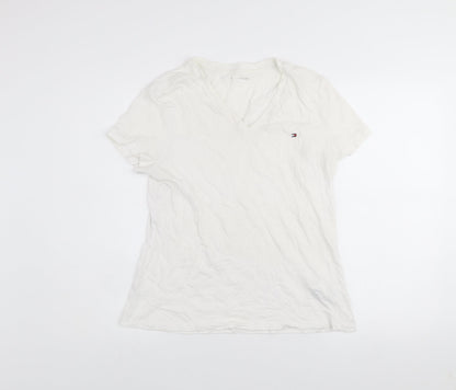 Tommy Hilfiger Men's White V-Neck Cotton T-Shirt Size L