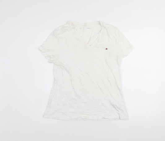 Tommy Hilfiger Men's White V-Neck Cotton T-Shirt Size L