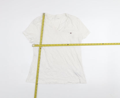 Tommy Hilfiger Men's White V-Neck Cotton T-Shirt Size L
