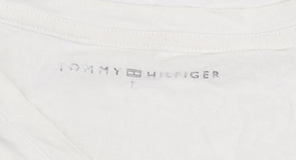 Tommy Hilfiger Men's White V-Neck Cotton T-Shirt Size L