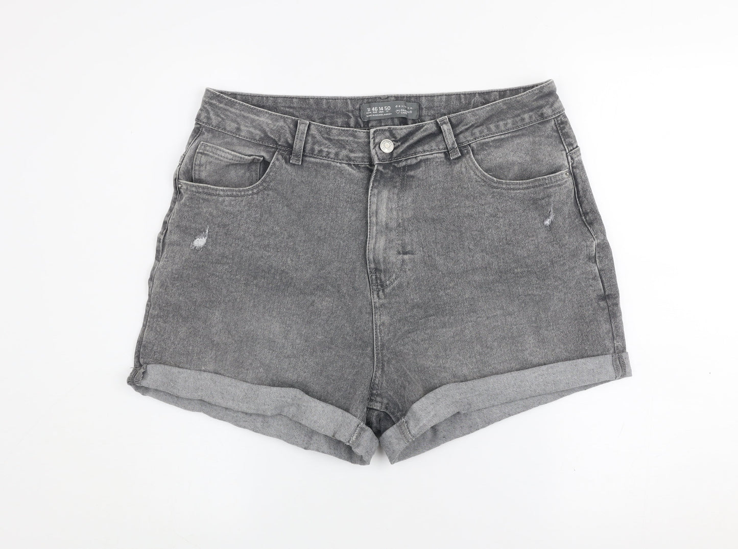Primark Women Grey Size 18 Denim Shorts Mid Rise Casual Stretch