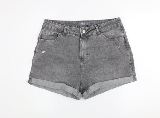 Primark Women Grey Size 18 Denim Shorts Mid Rise Casual Stretch