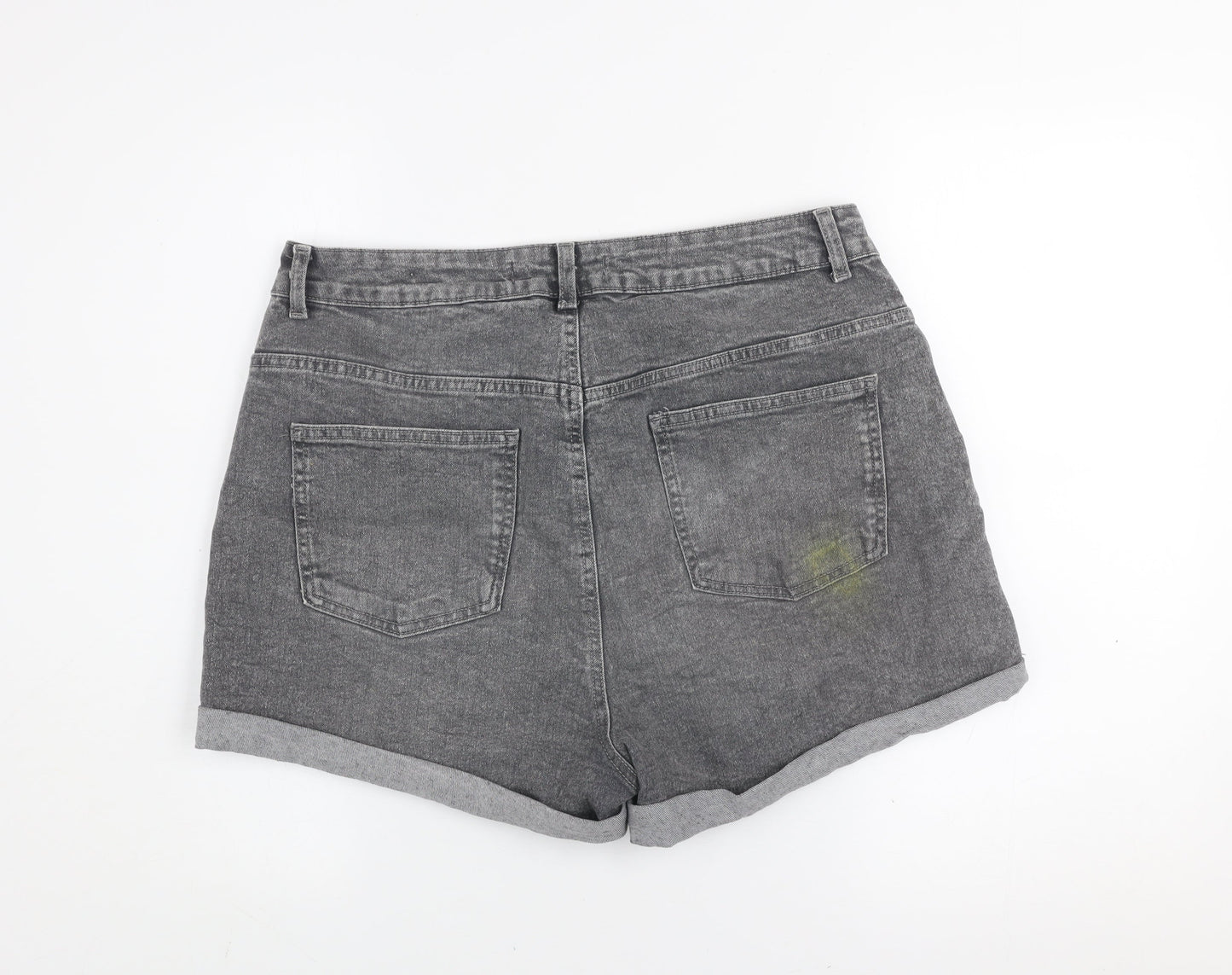 Primark Women Grey Size 18 Denim Shorts Mid Rise Casual Stretch