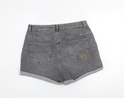 Primark Women Grey Size 18 Denim Shorts Mid Rise Casual Stretch