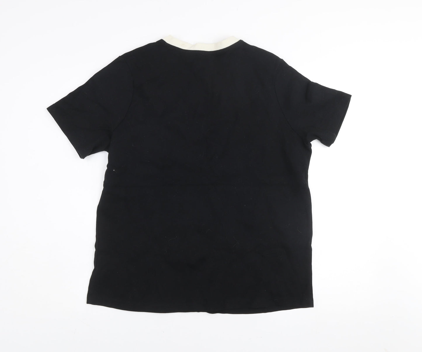 Dunnes Women Black Cotton V-Neck Short Sleeve T-Shirt Size L