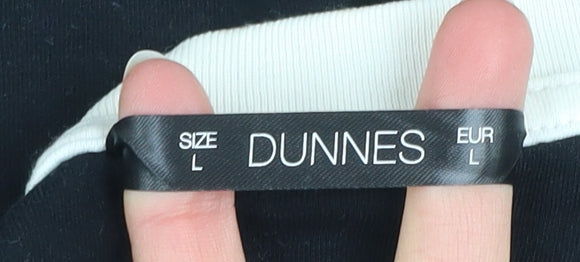 Dunnes Women Black Cotton V-Neck Short Sleeve T-Shirt Size L