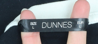 Dunnes Women Black Cotton V-Neck Short Sleeve T-Shirt Size L