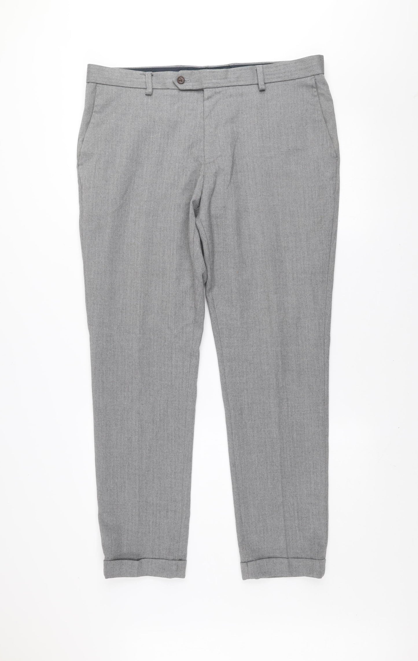 Next Mens Grey Regular Fit Chino Trousers 36W 31L