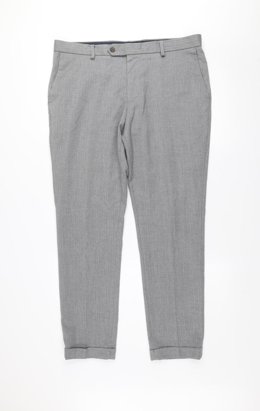 Next Mens Grey Regular Fit Chino Trousers 36W 31L