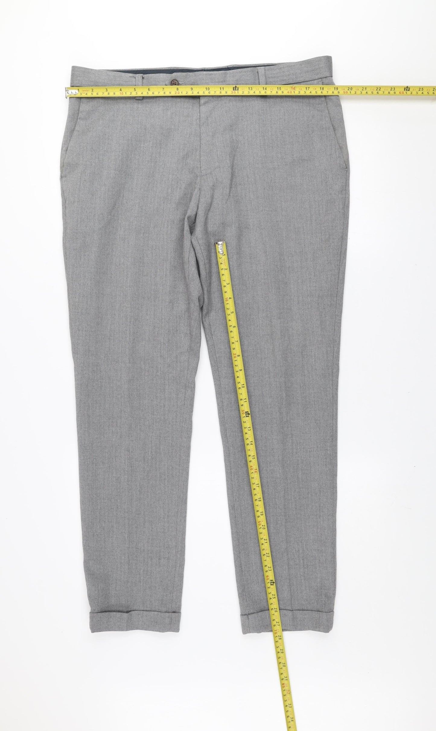 Next Mens Grey Regular Fit Chino Trousers 36W 31L