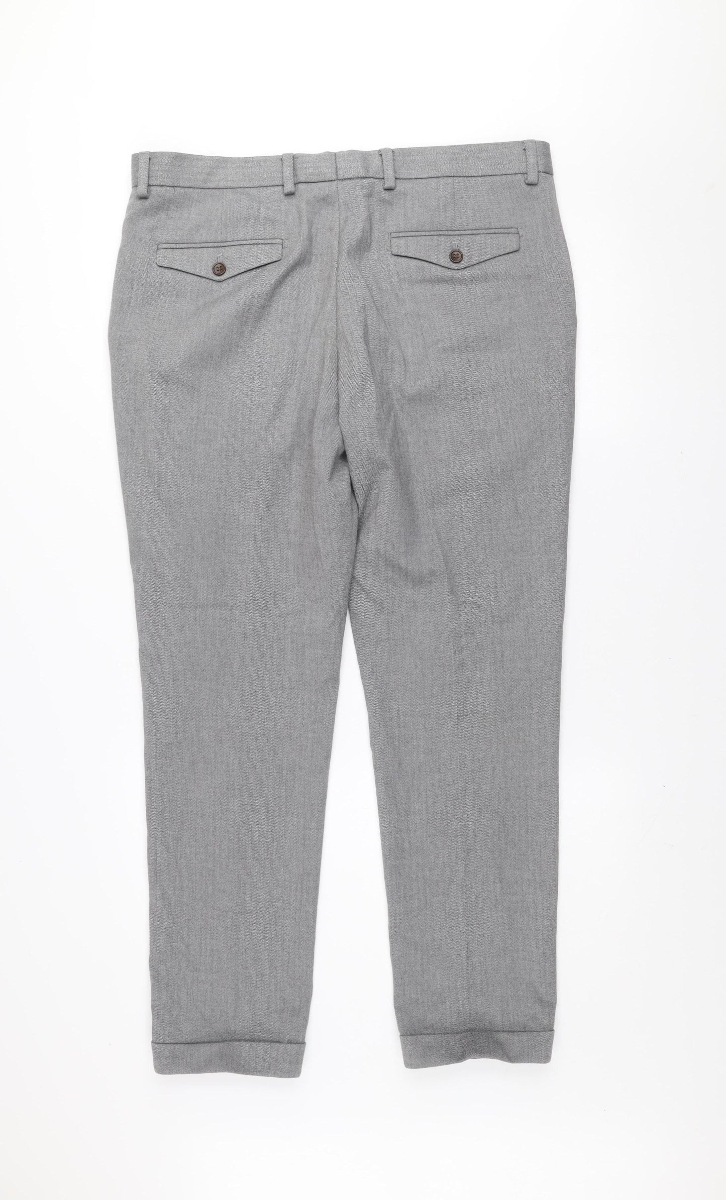 Next Mens Grey Regular Fit Chino Trousers 36W 31L