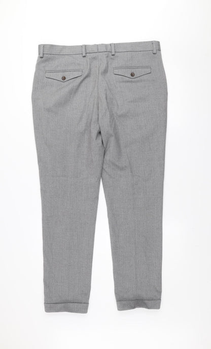 Next Mens Grey Regular Fit Chino Trousers 36W 31L
