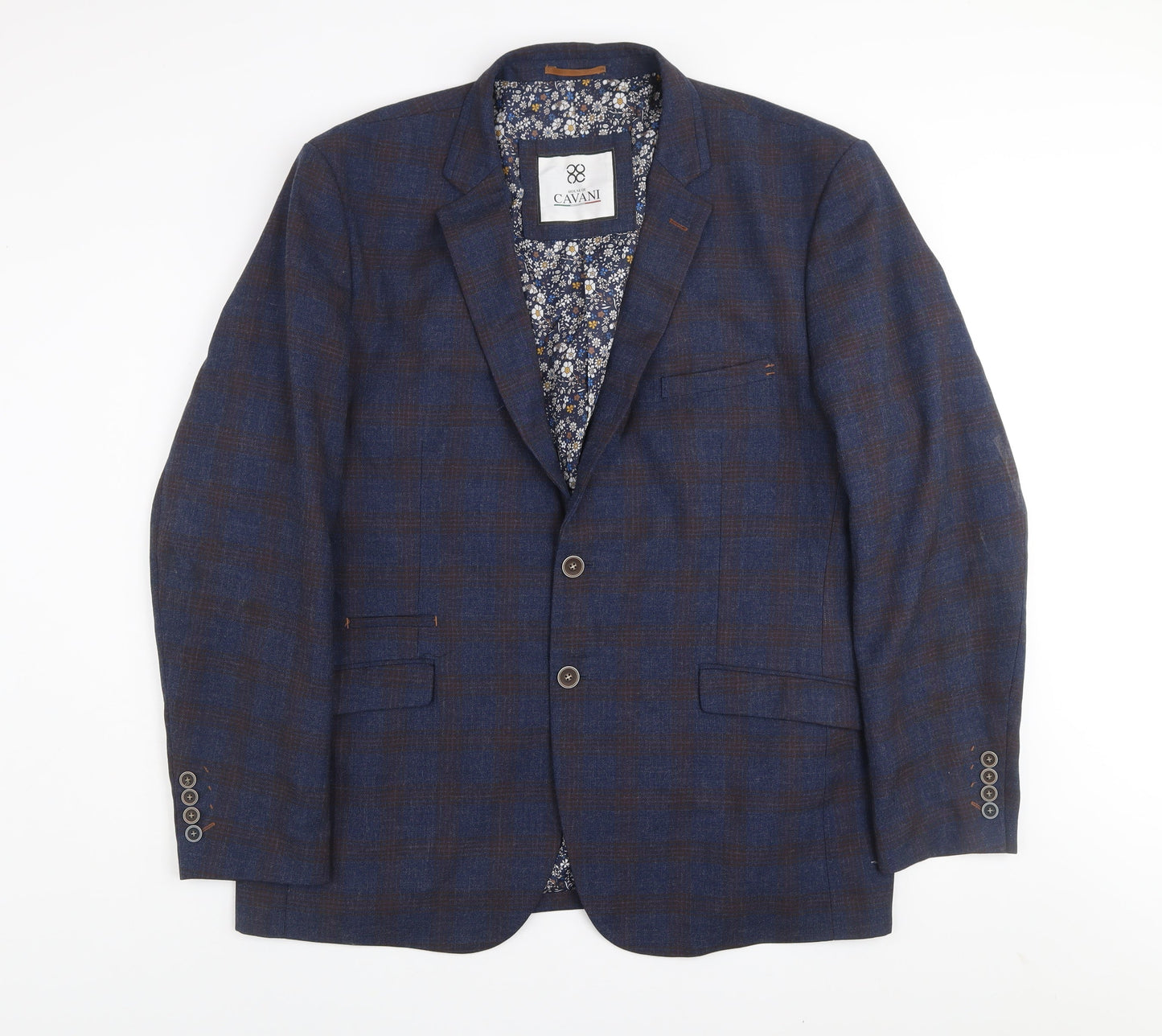 House of Cavani Men's Blue Check Tweed Blazer Jacket 50R