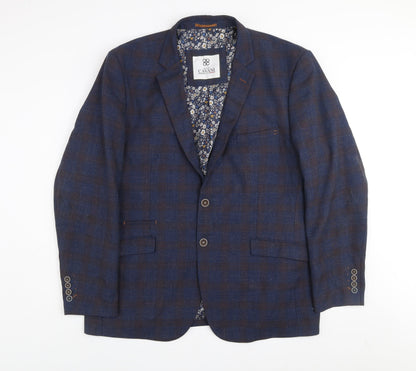House of Cavani Men's Blue Check Tweed Blazer Jacket 50R