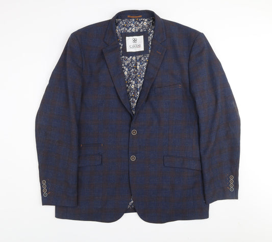 House of Cavani Men's Blue Check Tweed Blazer Jacket 50R