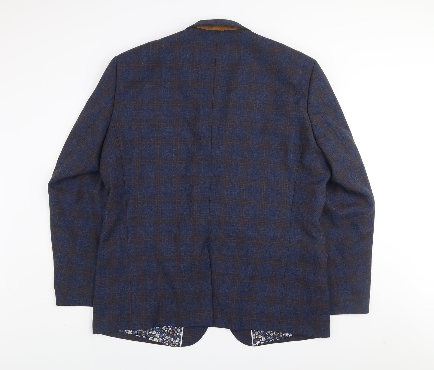 House of Cavani Men's Blue Check Tweed Blazer Jacket 50R