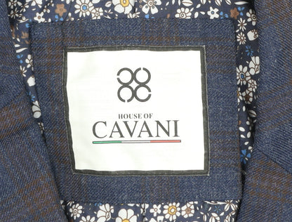 House of Cavani Men's Blue Check Tweed Blazer Jacket 50R