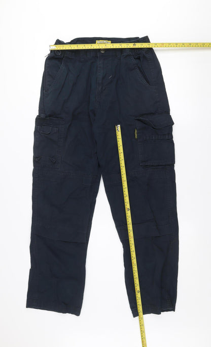 WorkWear Men's Blue Cargo Trousers 32R Cotton Workwear Pants