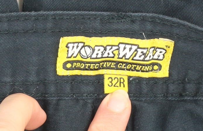 WorkWear Men's Blue Cargo Trousers 32R Cotton Workwear Pants